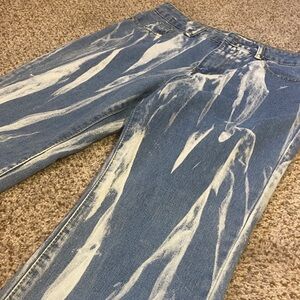Cider Ladies “Paint Dripping” Denim Jeans with Slits at Leg Openings. Small